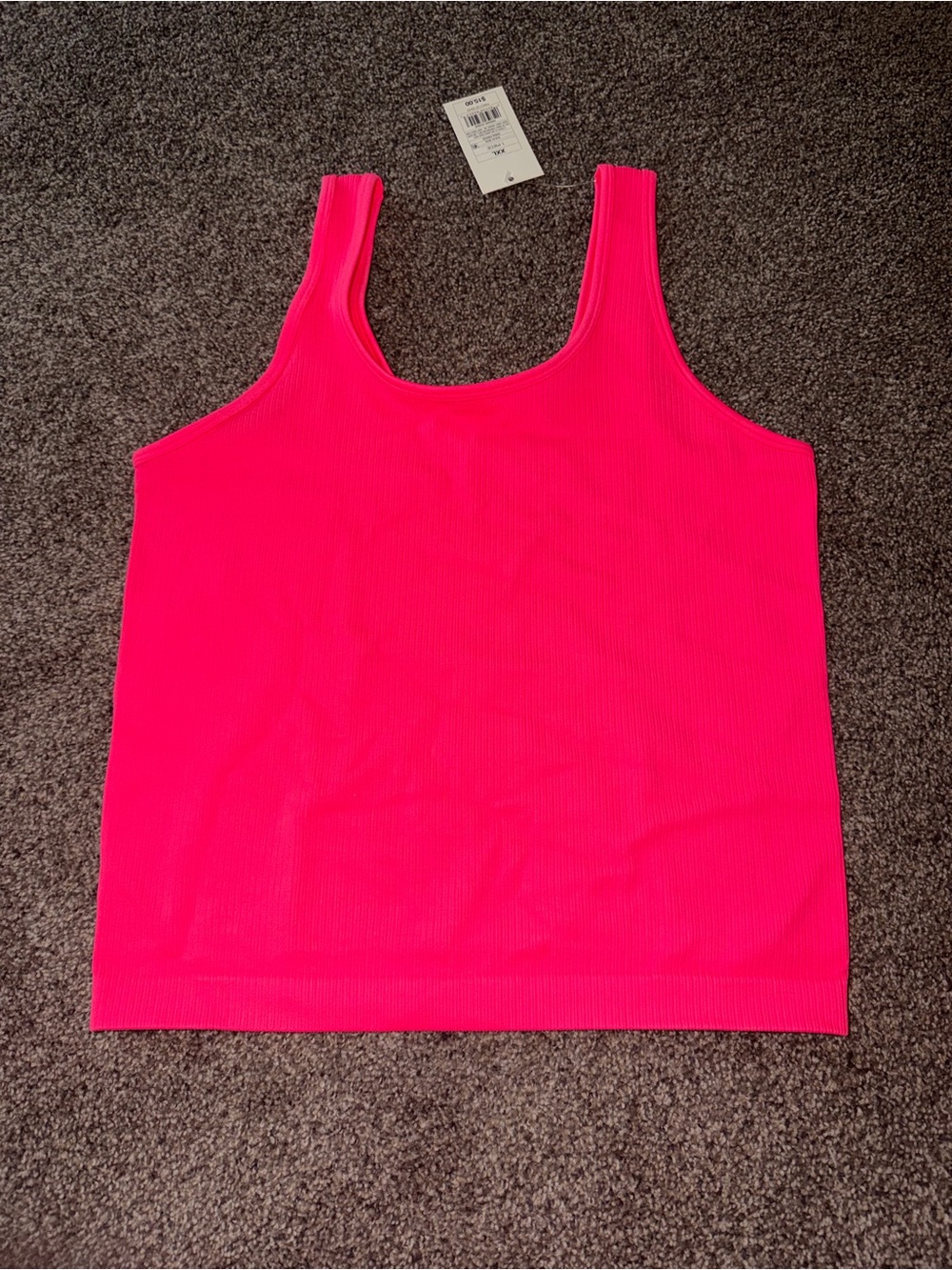 Ribbed Scoop Tank Top in Hot Pink